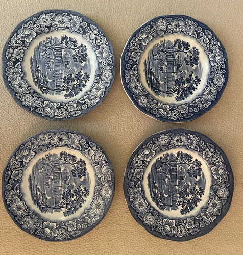 Set of 4 Staffordshire Liberty Blue Monticello 5-3/4” Bread/Dessert Plates