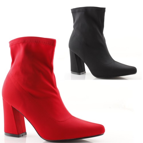 Stivaletti donna elasticizzati rossi neri calza calzino con tacco invernali  | eBay