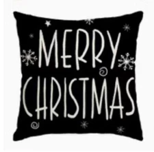 MERRY CHRISTMAS BLACK Minimal Throw Pillow Cover Winter Holiday Home Decor