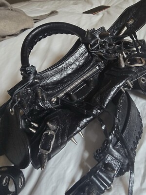 BALENCIAGA XS Neo Cagole Black Leather Shoulder Bag New | eBay