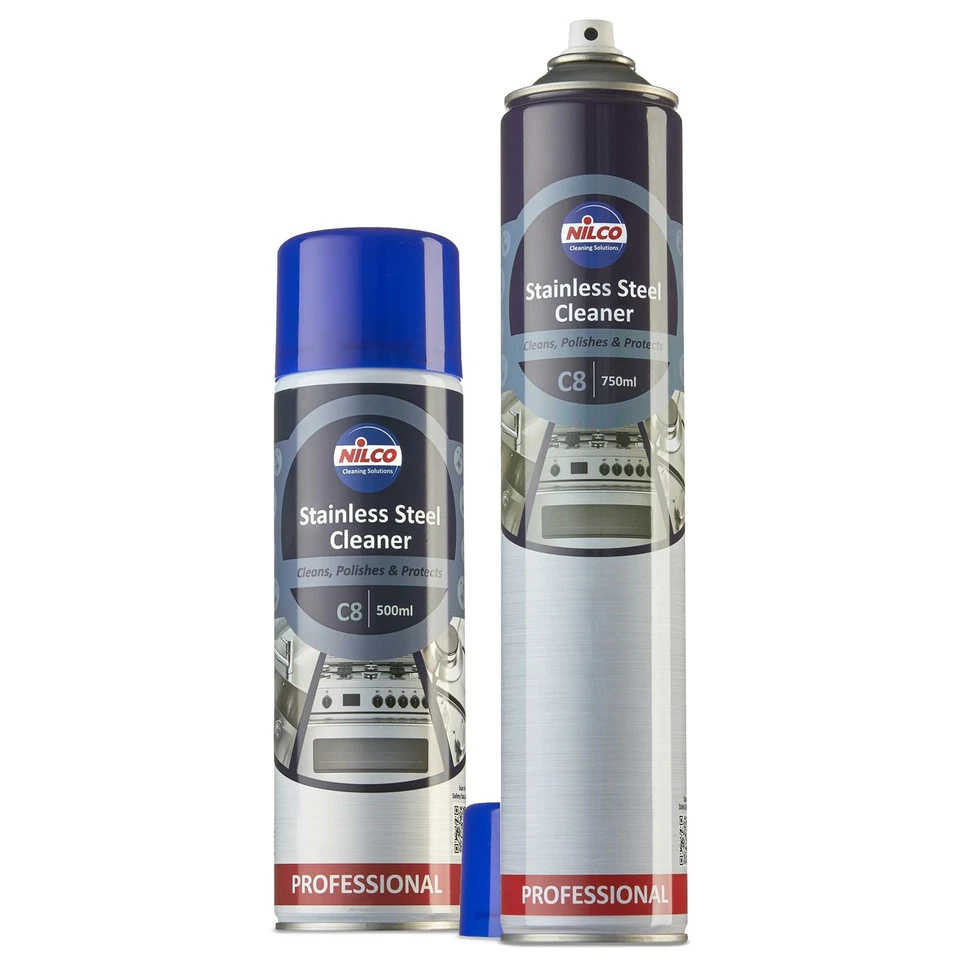 Nilco C8 Stainless Steel Cleaner Spray Aerosol 2 Pack Bundle
