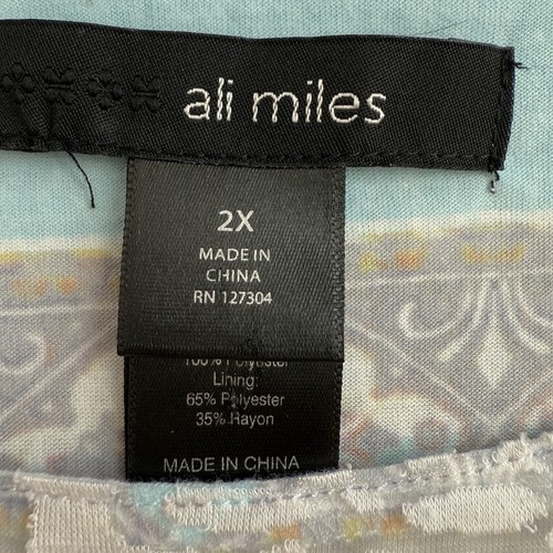 Ali Miles Top Womens 2X Multicolor Floral Burnout Layered Pastel Casual - Picture 4 of 5