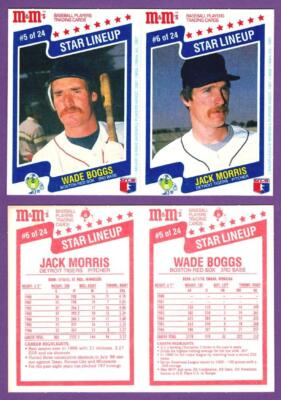 Wade Boggs & Jack Morris 1987 M&M's Star Lineup 2-Card Panel #5 & #6