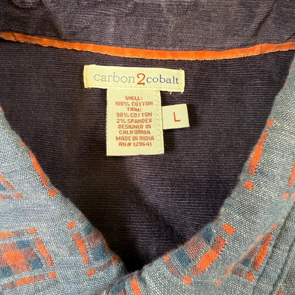 Camisa para hombre CARBON2COBALT a cuadros con adornos de pana puño abatible abotonada multicolor Lg Foto 4 de 4