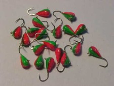 19 NEW TUNGSTEN RED GREEN PANFISHING JIGS SIZE 12 HOOKS ICE FISHING  4MM for rod