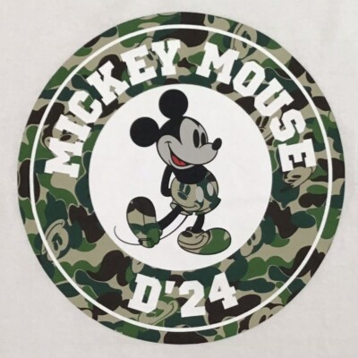 BAPE × Disney Mickey Mouse ABC camo T-shirt White A Bathing