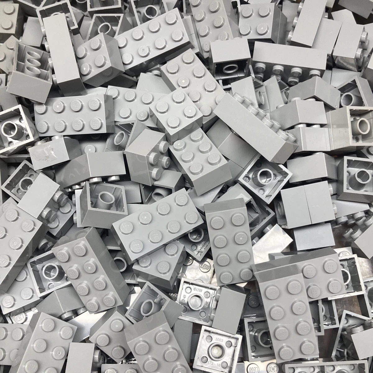 50 Light Bluish Gray Genuine LEGO Bricks 2x2 2x3 2x4 2x6 Random Bulk Lot