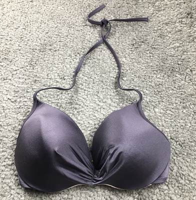 Shade & Shore Womens Underwire Push-Up Bikini Top Sz 34DD Purple Tie-Back NWOT