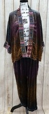 Johnny Was Ombre Cheetah Velvet Jacket and Pants Loungewear Set Size Small NWT
