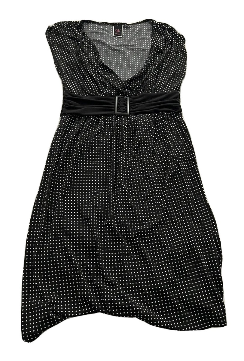 Windsor Size M Polka Dot Dress V Neck Length 36 Poly Spandex Buckle #ST27  | eBay