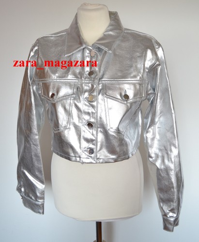 ZARA NEW WOMAN SILVER CROPPED JACKET SIZE M REF. 1889/162 - Picture 3 of 4