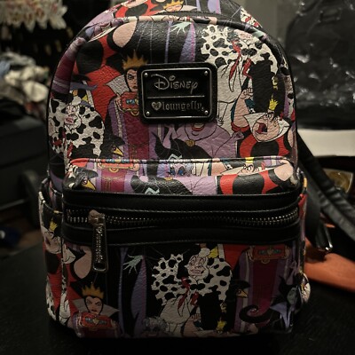 Loungefly Black Mini Backpack with Multicolor Disney Villains Loungefly Disney Villains Trio Roses Mini Backpack | Hot Topic main image 2
