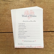 Words of Wisdom - 10 Pack Wedding/Marriage Advice Cards - Pink Heart Design 