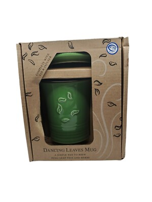 THE REPUBLIC OF TEA Green Dancing Leaves 10 oz Mug with Lid & Infuser NWT