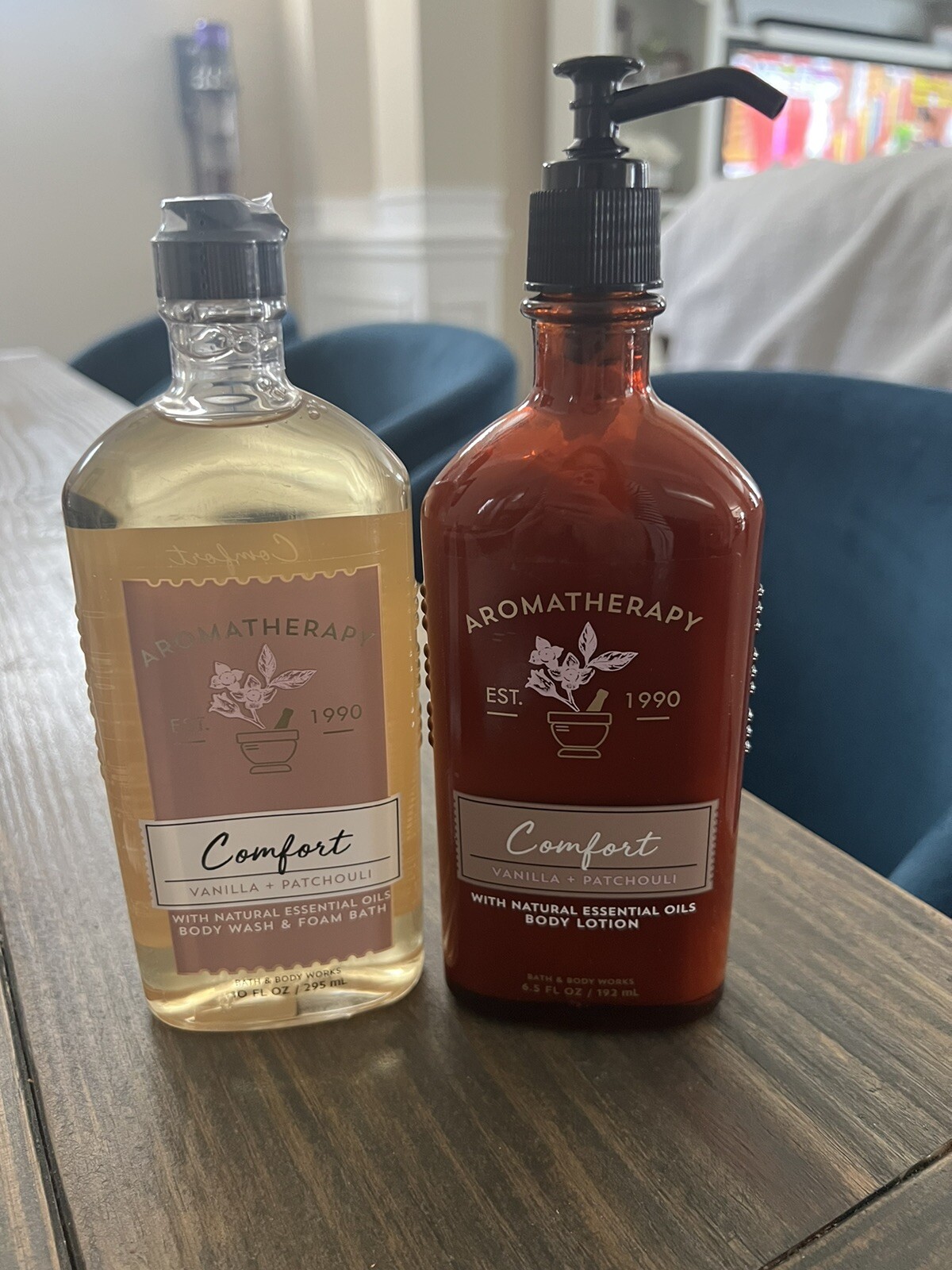 Bath & Body Works Comfort Vanilla & Patchouli 10oz Body Wash 6.5oz Body Lotion