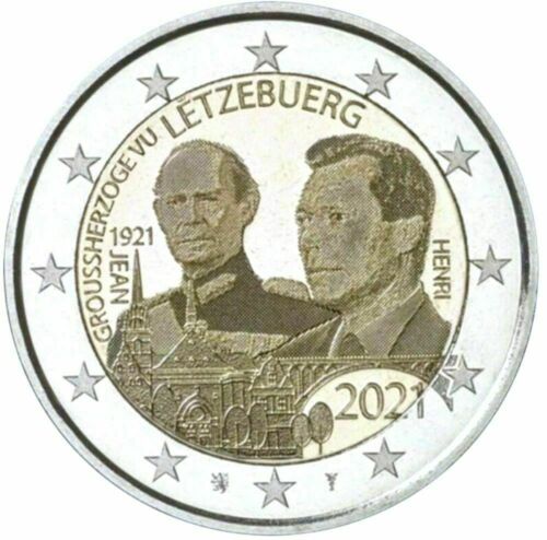 2 euros Luxemburgo 2021 100. Geb. Imagen del Gran Duque Jean - Imagen 1 de 1