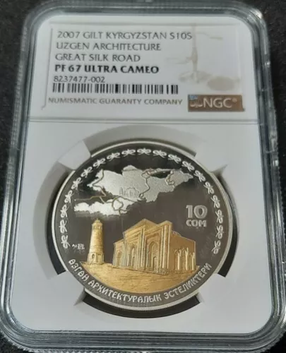 2007 Kyrgyzstan 10 som Uzgen Architectural Complex NGC PF67