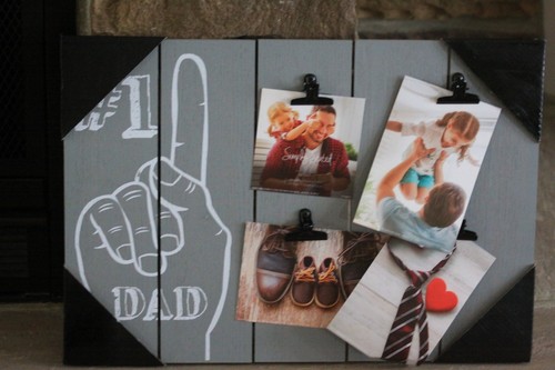 WOOD PALLET PICTURE FRAME 18 1/2 x 13" GREY HOLDS 4 PICTURES #1 DAD FARMHOUSE - Picture 4 of 5