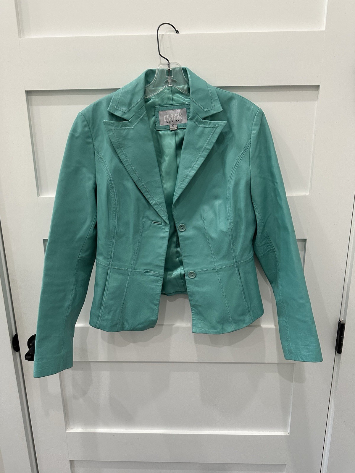 Wilson Leather Vintage Jacket, Turquoise Blue, Size Small
