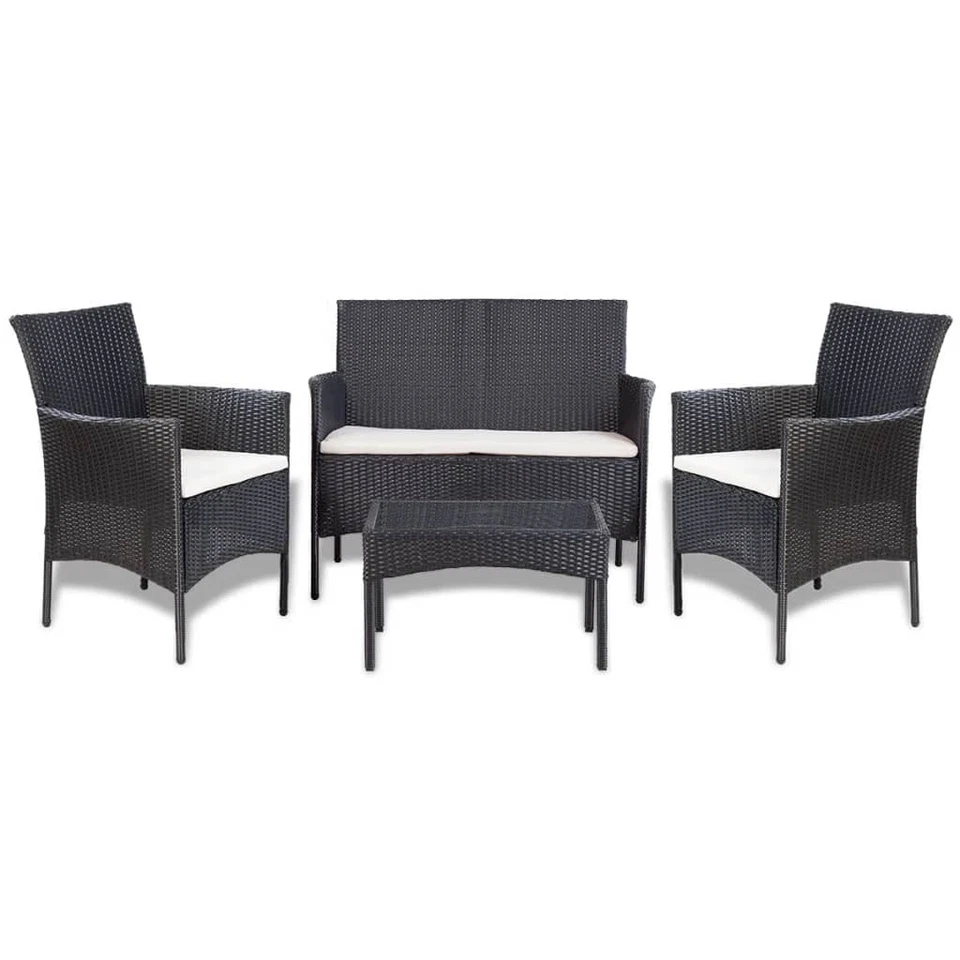 Outdoor Furniture Set Black and Cream White PE rattan - Image 2 of 4