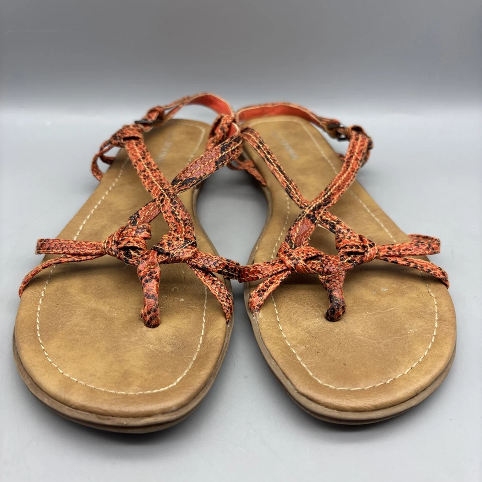 Call It Spring Sandals Women’s Size 7 Orange Black Snake Print Buckle - Image 3 of 4