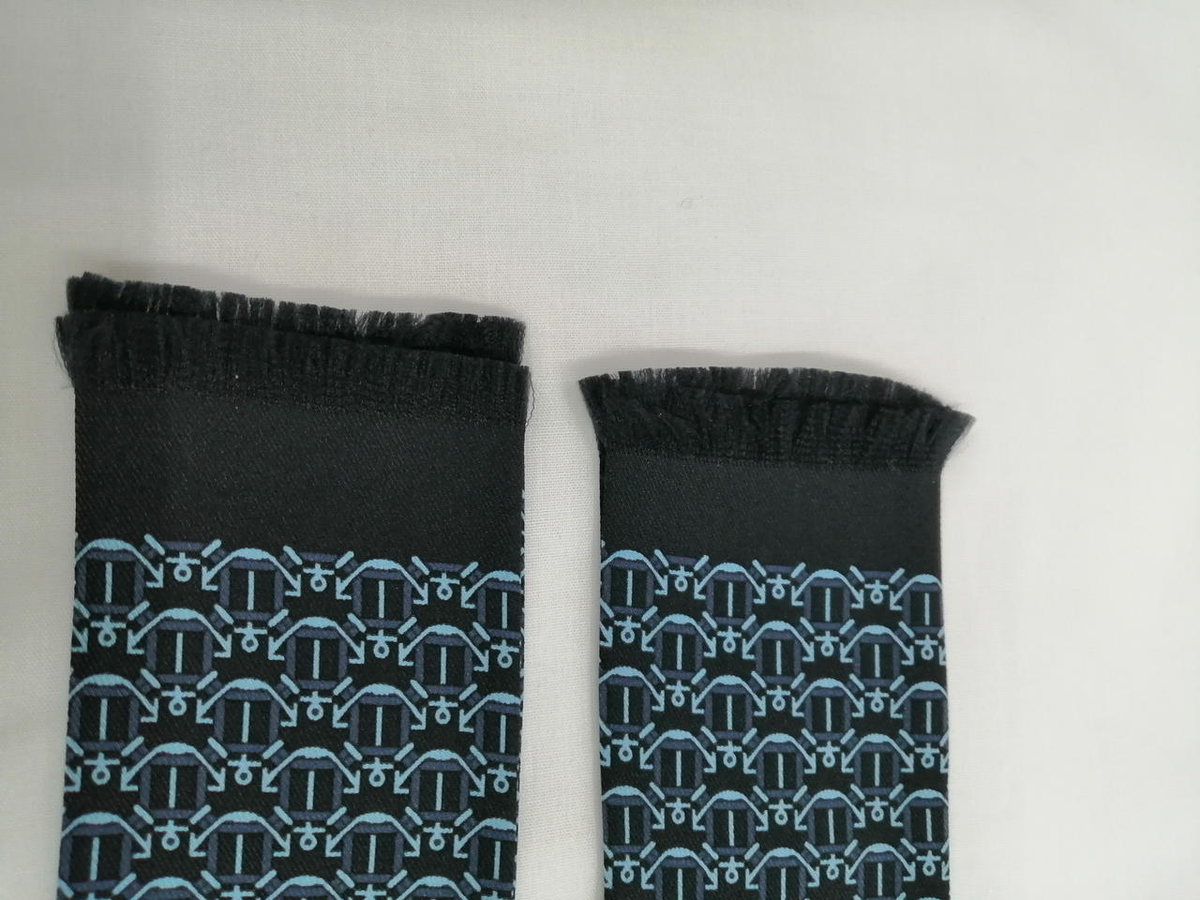HERMES Silk Scarf Tie Ascot Navy Blue Used from Japan Authentic