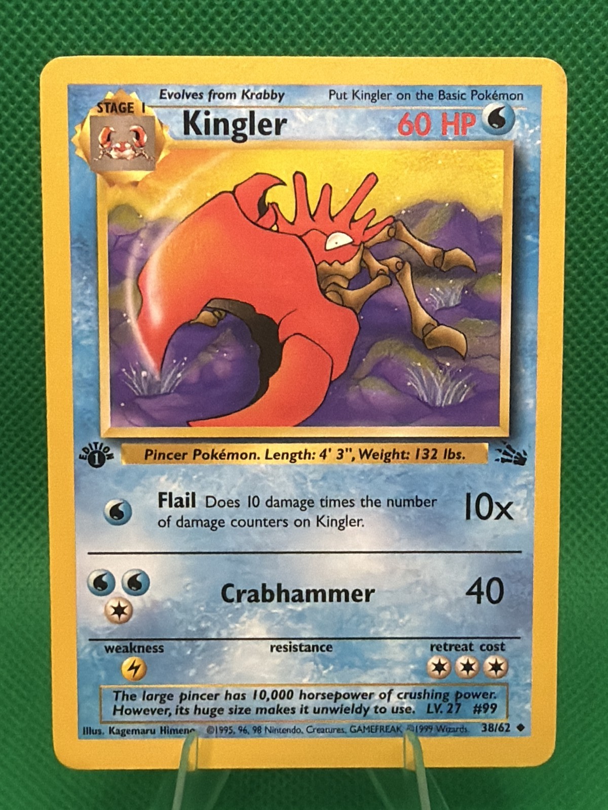 1st Edition Kingler 38/62 Fossil 1999 - MP