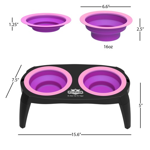 Elevated Cat and Dog Food Bowls with Non-Slip Stand - Removable and Collapsib... - Picture 2 of 8