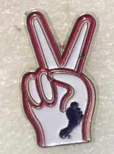 Peace Sign Pinback Button with Foot Logo Victory Hand Gesture