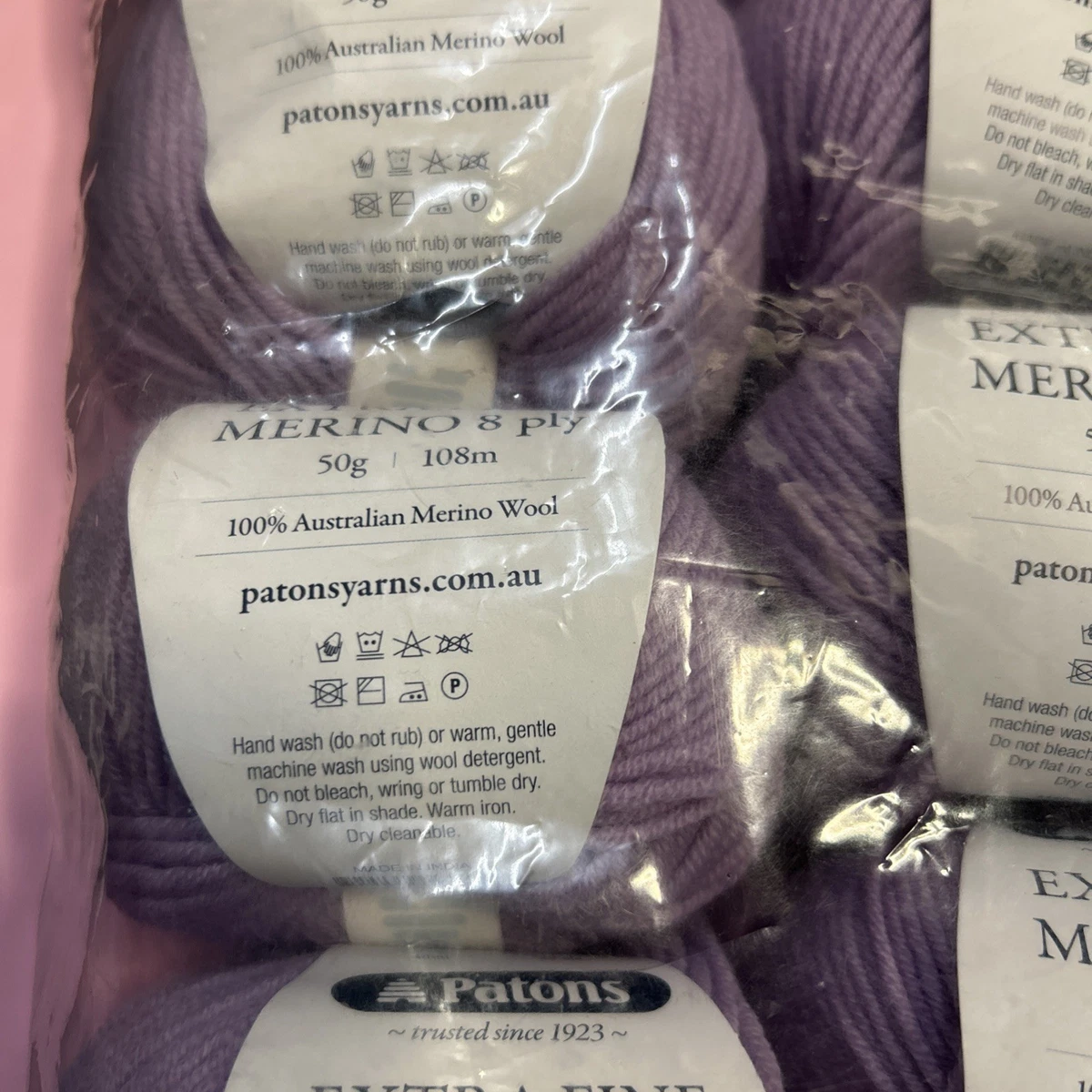 Patons Extra Fine Merino 10 balls pack Lot  (8Ply 50g)   Smokey LILAC #2126
