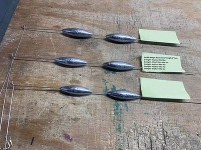 6 qty 7oz  Double Bottom Bouncers (3oz/4oz) |4'' Arm/13'' long/ Crane Swivels