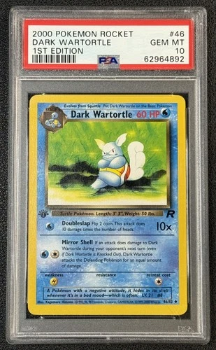 DARK WARTORTLE PSA 10 2000 POKEMON TEAM ROCKET FIRST EDITION 1ST #46/82 GEM 4892