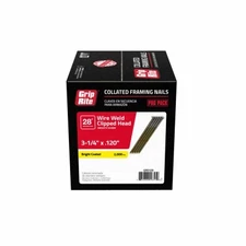 Collated Framing Nails,Steel,Clipped Head,Wire Weld,28 Degree,3-1/4 In.x11 Gauge