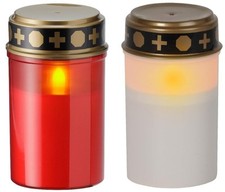 LED Grablichter rot / weiß Grableuchten Grablicht Grabkerze Kerze Flammeneffekt