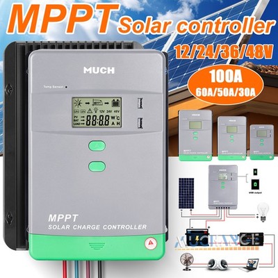 12/24/36/48V 30/50/60/100A MPPT Solar Charge Controller Panel Battery Regulators