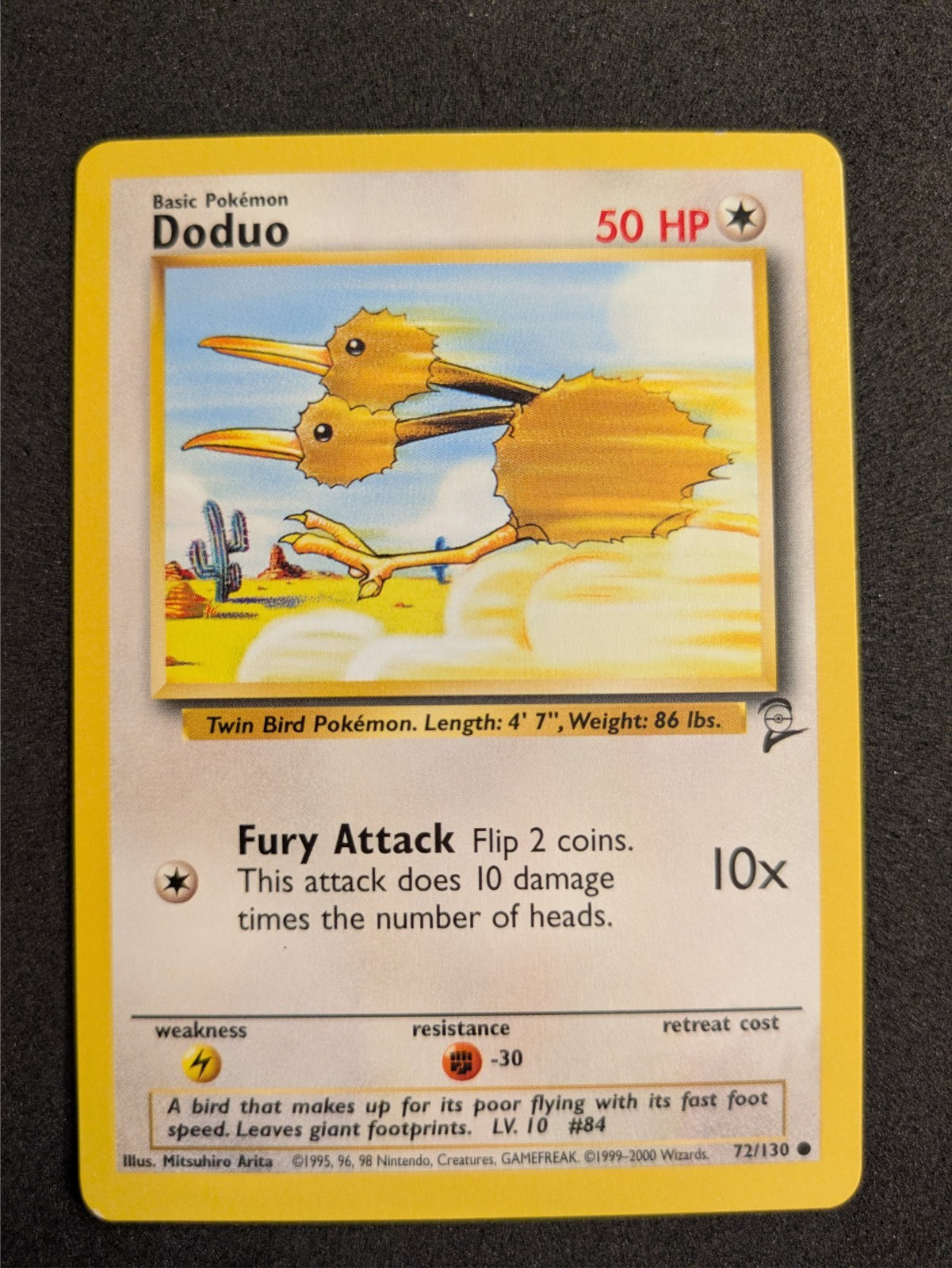 Pokemon Card - Vintage - Doduo - 72/130 - Base Set 2 - LP