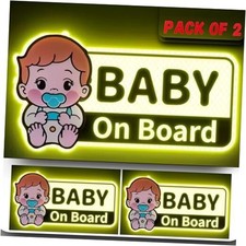 Reflective Baby On Board Car Signs, Pack of 2, Yellow and Green