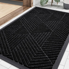 Smiry Front Door Mat outside Entrance, Heavy Duty Sturdy Natural Rubber Doormat,