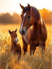 Horses Diamond Art Kits for Adults,Animals Diamond Painting Kit,5D Full Drill Fa