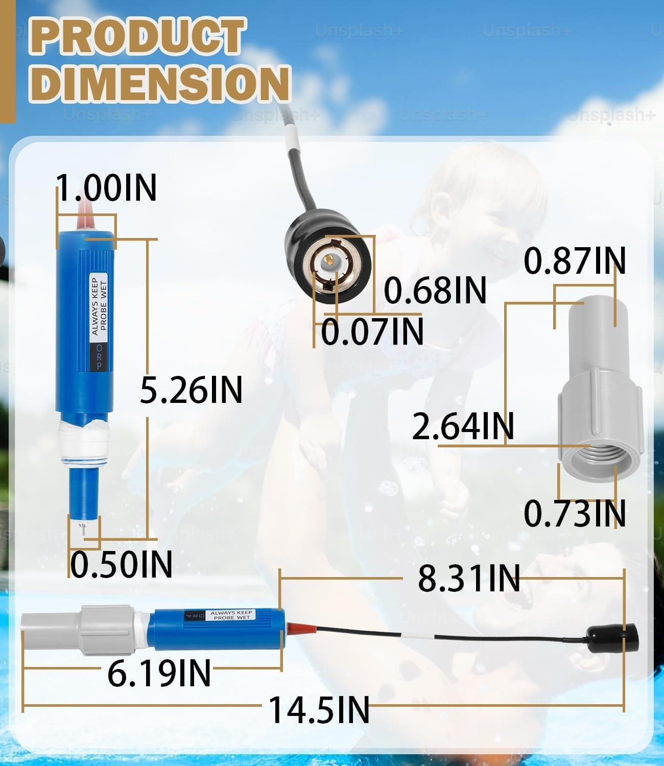 Replacement for Hayward Sense and Dispense GLX-PROBE-ORP ORP Probe