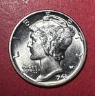 1943 Choice Uncirculated US Mercury SILVER Dime "Philadelphia" Mint! FSB US Coin