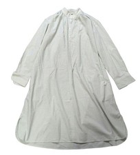 UNIQLO U Green Striped Gathered Dress M Cotton Shirt Dress