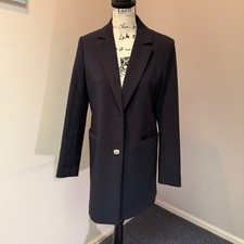 Lauren Ralph Lauren Womens Navy Blue Single Button Crest Blazer Jacket Size SP