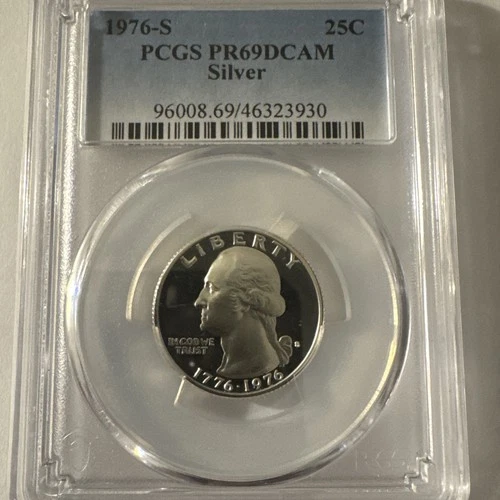 1976-S Proof Washington Quarter 25c Silver Coin PCGS PR69DCAM