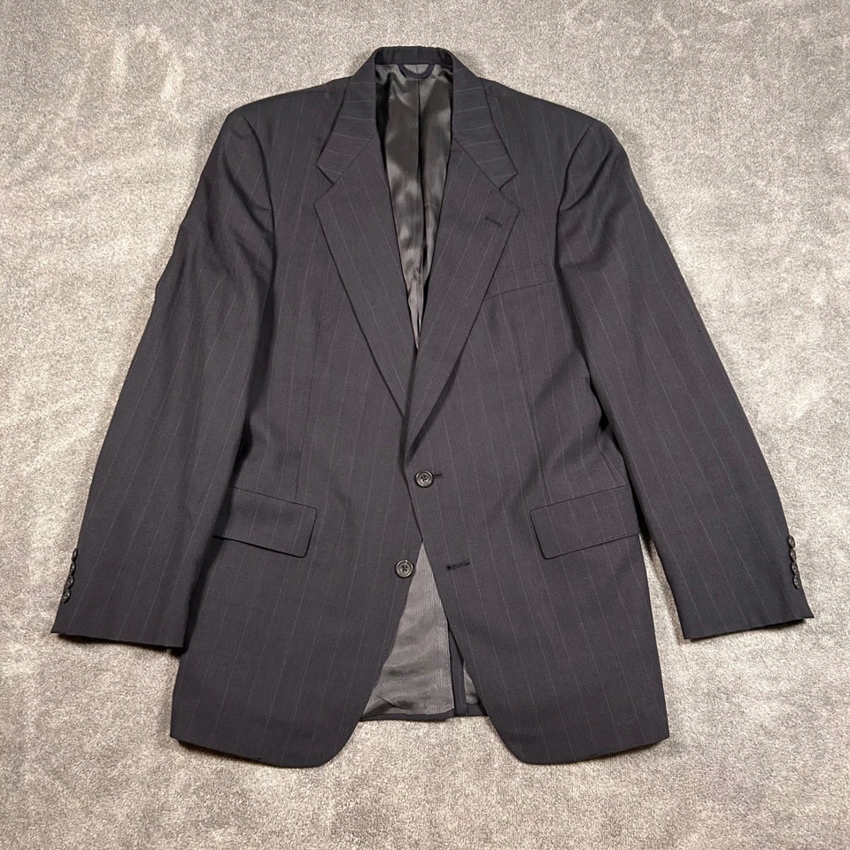 Austin Reed Suit Virgin Wool Charcoal Gray Pinstripe Jacket Pants USA 38L 29x32 - Image 2 of 4