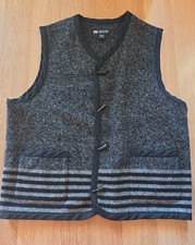 Vintage Banana Republic Cabin Wear Wool Vest Men's Large Gray Black Pockets
