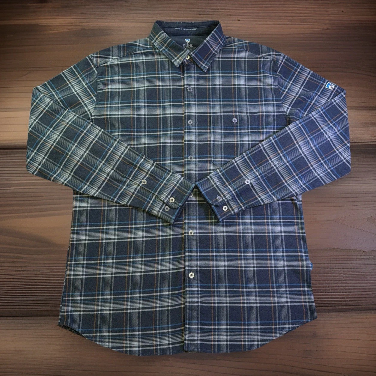 Kuhl Fugitive Flannel Shirt Mens Large Black Plaid Long Sleeve Button Up Tagless