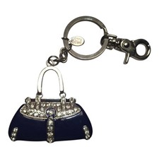 Elegant Blue Rhinestone Purse Bag Charm   Metal Keychain with Clasp