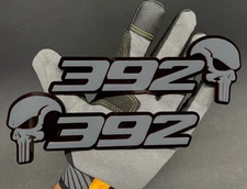 392 Gray Car Fender Emblems Skull 3D 2x Acrylic Badges | Pair | Peel & Stick