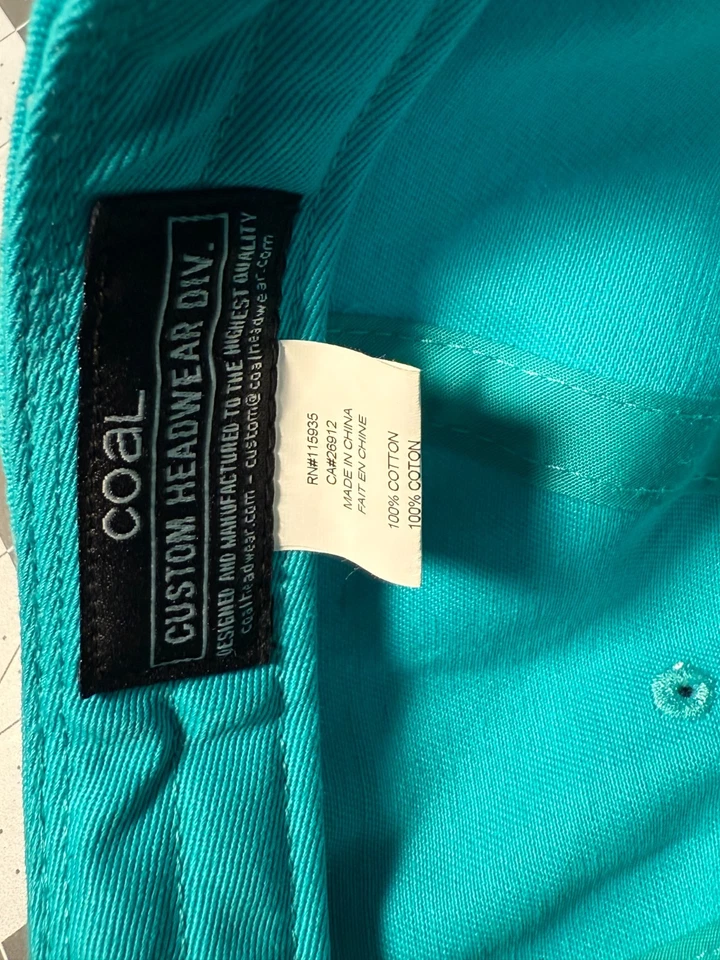 Coal CLOUDBURST BREWING 蓝绿色布贴平边帽,西雅图啤酒厂啤酒帽 — 第 3/4 张图片